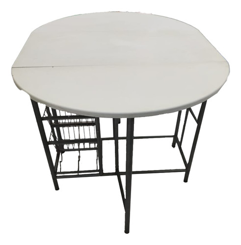 Mesa Plegable De Cocina Con Estantes 110cm Largo Abierta