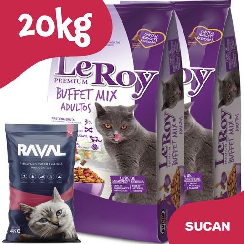 Alimento Gato Le Roy 20 Kg + Piedras Sanitarias 4 Kg!