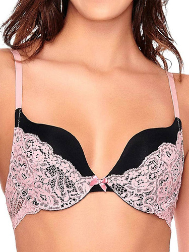 Brasier 70054 Color Negro Con Encaje Color Rosa Talla 34c