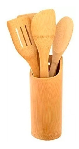 Imagen 1 de 5 de Juego Menage Bambu 4 Piezas Con Base
