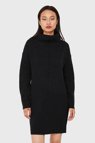 Sweater Vestido Cuello Alto Negro Nicopoly