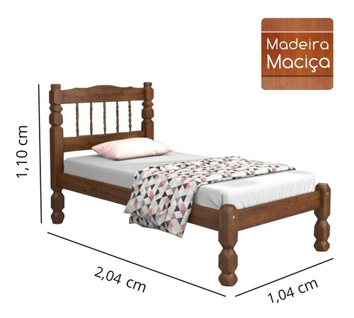 Imagem 5 de 7 de Cama Solteiro Torneada Com Colchão Solteiro D20 Ortobom