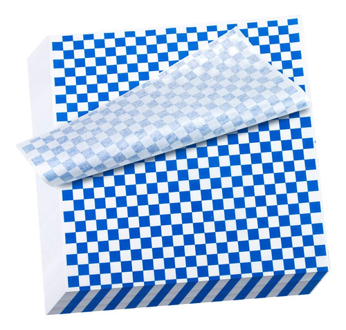 100 Hojas Papel Encerado Azul Cuadros 30x30, Facturamos