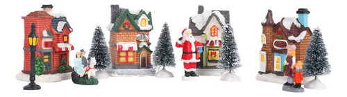 Casas De Pueblo De Navidad, Adorno Navideño De Resina Con Lu