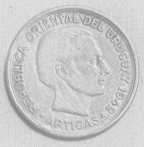 Moneda Uruguay 1 Peso 1942 Artigas-puma Plata 0.7200 Km#30