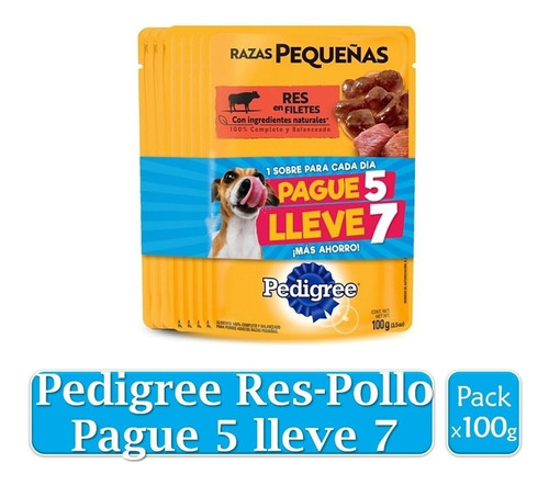 Imagen 1 de 3 de Pedigree Res-pollo Pague 5 Lleve 7 X 100 G