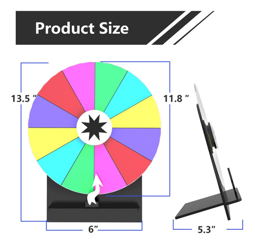 Ruleta Giratoria Zhooge De Mesa Prize Wheel, 30 Cm, Con Rotu
