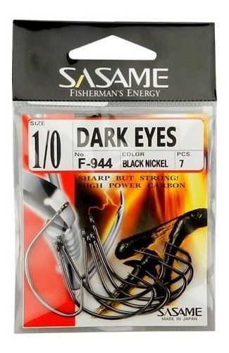Anzol Sasame Dark Eyes 1/0 - Black Nickel - Japonês - 7 Pcs
