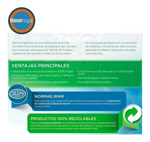Imagen 6 de 10 de Tanque De Agua Eternit 4 Capas Proteccion 1100 Lts Premium