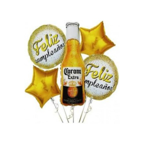 Set Globos Metalizados Cerveza Corona Estrella X 5-la Botica