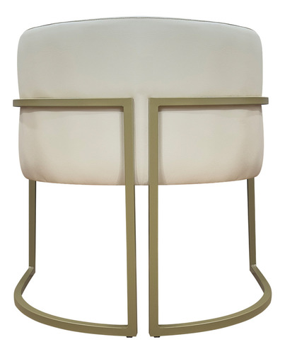 Kit 2 Poltronas Recepção Luna Corino Base Ferro Champagne Cor Bege Desenho Do Tecido Liso
