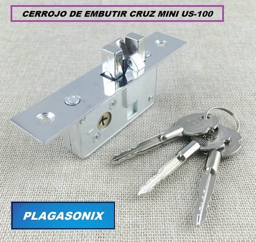 Imagen 5 de 10 de Cerrojo De Embutir Llave Cruz Mini Us-100 Premium Nuevo