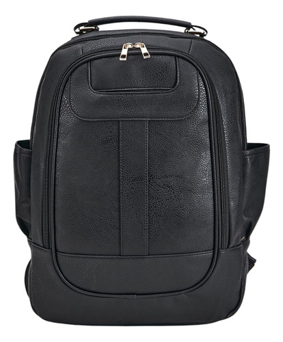 Mochila De Couro Feminina Grande Bolsa De Couro Sua Cor Preto