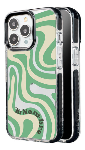 Funda Para iPhone Con Tu Nombre Para Mujer Curvas Verde