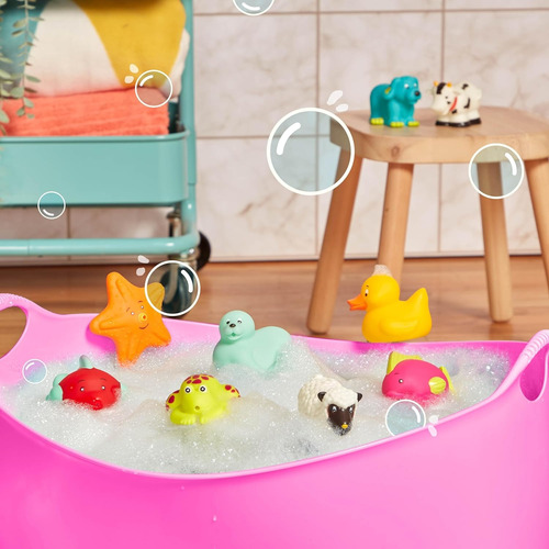 Set X9 Animalitos Juguetes De Goma Para El Agua Bebes 10m+