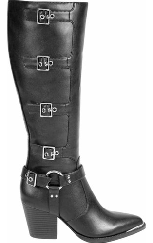 Bota Texana Tubo Alto Pu Con Hebillas 1149873 Dama