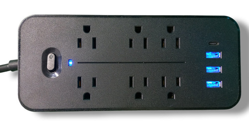 Regleta Multitomas Puerto Usb Tipo C 2000w 10 Amps 