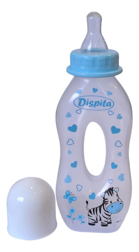 Mamadera Con Agarre Estampada X250ml Dispita 11009 Color Celeste Cebra