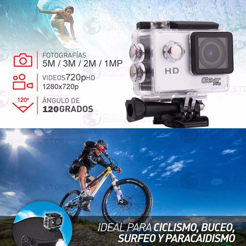 Imagen 5 de 10 de Camara Deportiva Sumergible Video Filmadora Full Hd Con Lcd + Accesorios