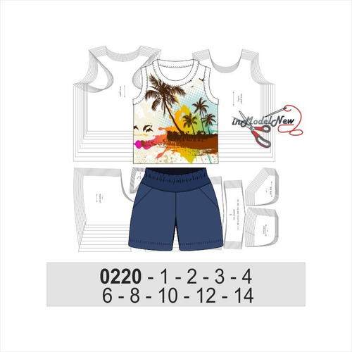 Molde Digital De Conjunto Masculino Regata E Bermuda Verão