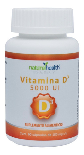 Vitamina D3 5000 Ui 60 Cápsulas Natural Health 3 Frascos