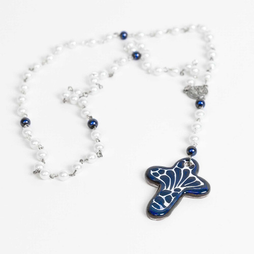 Rosario Católico Blanco Con Cruz De Talavera