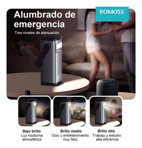 100w Power Bank 60000mah Cargador Portatil Carga Rápida 2 type-C Marca Romoss Modelo PMT60 Color Negro incluye 2USB