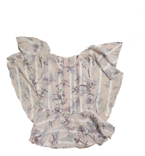 Blusa Transparente Con Manga De Mariposa Estampado Floral