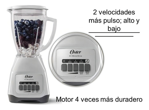 Licuadora 2 Vel Pulso Vaso De Vidrio Oster Blanca Blstkag Blanco