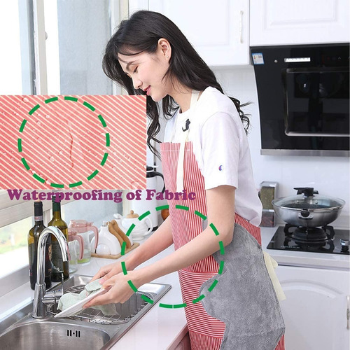 Delantal De Cocina Impermeable Rayas Ajustable Con Bolsillo