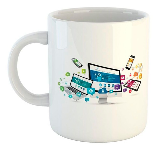 Taza De Ceramica Computer Tablets Celulares Informatica