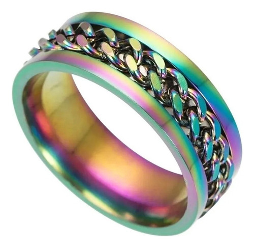 Anillo Duo Pareja Hombre Y Mujer Color Arcoiris