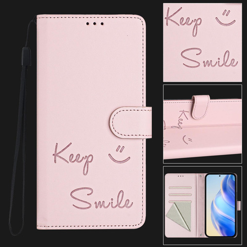 Funda De Piel Con Forma De Cara Sonriente Para Motorola Edge 50 Fusion Con Ranuras Para Tarjetas, Cierre Magnético, Cartera, Bloqueo Rfid, Soporte