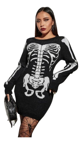 Vestido De Punto Tipo Sueter De Esqueleto Huesos