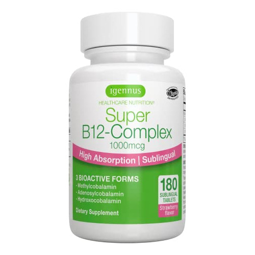 Super B12-complex 1000mcg, Vitamina Sublingual B12, Dcdpr