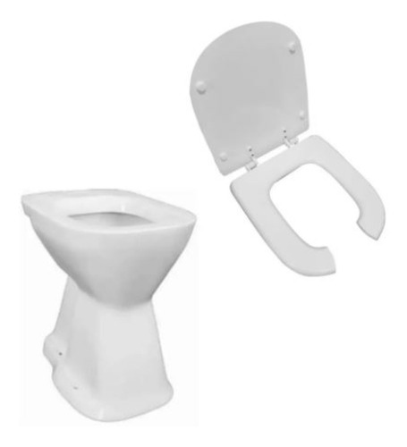 Combo Integral Tapa Laqueada Inodoro Alto Elevado Loza