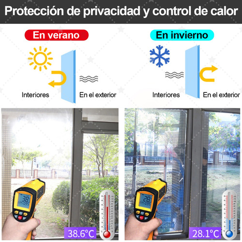 Hutiirich® Película Espejo Privacidad Para Ventana Antirayas 10m X 50cm Protección Solar Y Aislamiento Térmico protección de la privacidad protección UV filtrado de deslumbramiento