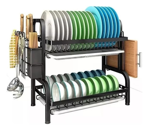 Escurridor De Platos 2 Niveles De Metal Acero Inoxidable
