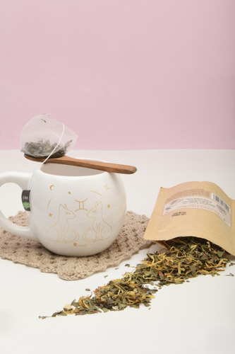 Taza Signos Geminis Astrologia Blanca C/ Oro