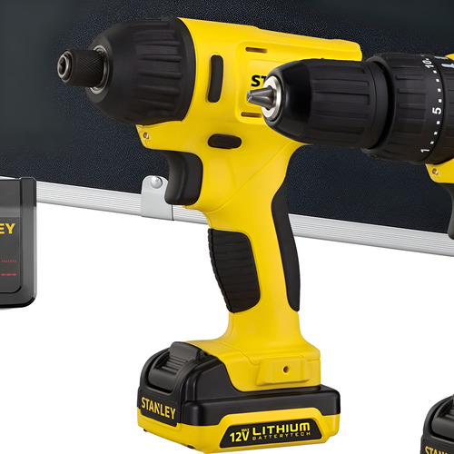 Parafusadeiras Furadeira Schi121s2fk Stanley + Kit Brocas Cor Amarelo Frequência 48.000 Ipm 12v