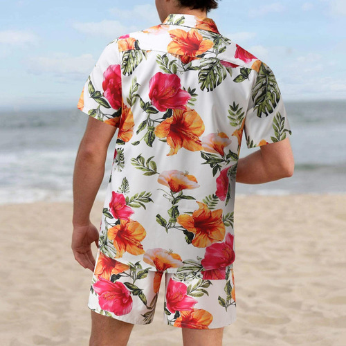 Chandal Hawaiano Estampado Floral 2 Pieza Conjunto Camisa