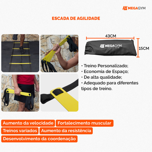 Escada De Agilidade 10 Degraus 4,5 Metros P/treino Funcional Cor Amarelo