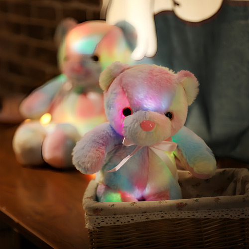 Nueva muñeca colorida para niños, arcoíris, oso de peluche LED, color, postura de pie