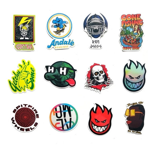50 Stickers Calcomanías Skateboarding Vans Santa Cruz Marcas