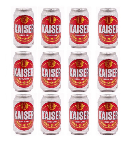 Bebida Fardo Com 12 Cervejas Pilsen Lager Kaiser Lata 350ml