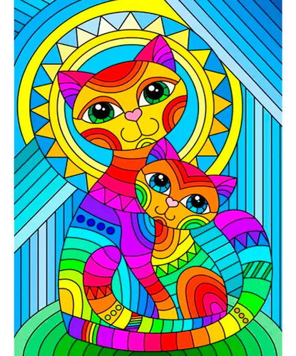 Rompecabezas Gato Feliz De Colores Sonriendo 1000 Pz Sol