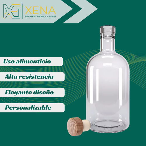 Botella Vidrio Mezcalera Tapa Corcho 750 Ml 48 Pzs Mayoreo