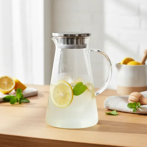Jarra De Vidro  1,5l Borossilicato Com Tampa Aço Transparente