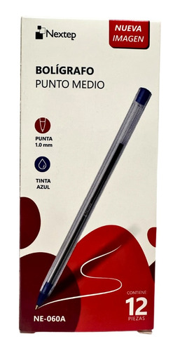 12 Boligrafo Nextep Punto Medio 1.0 Mm 1 Caja C/12 Pluma