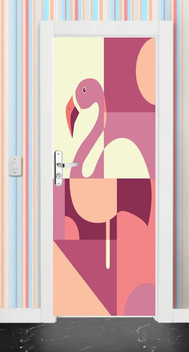 Adesivo Parede Porta Casal Flamingo Mosaico Rosa Salmão Novo